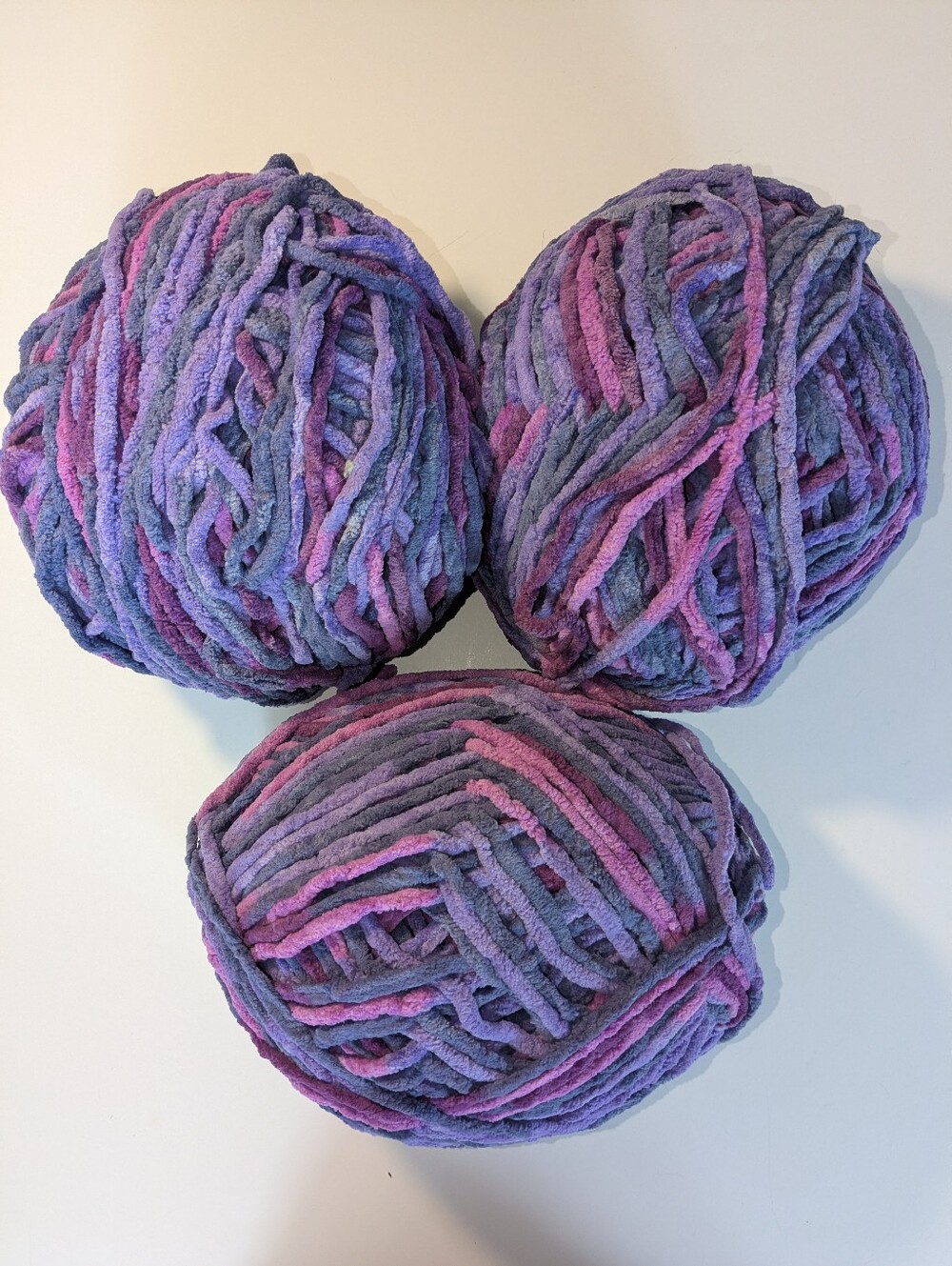 Bernat Blanket Chenille Yarn Lot 3 Purple Sunrise Super Bulky